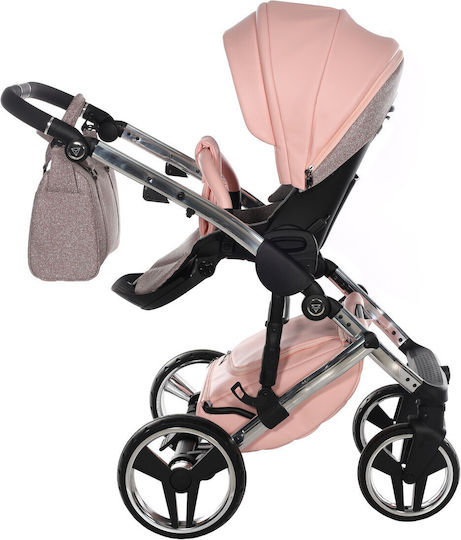 Junama Handcraft Glitter Verstellbar 2 in 1 Baby Kinderwagen Geeignet für Neugeborene Rosa