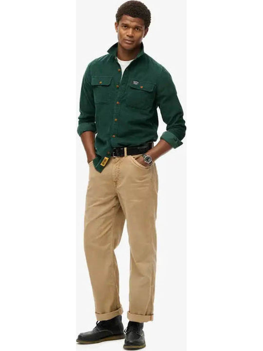 Ovin Trailsman Long Sleeve Corduroy Shirt in Regular Fit Pine Green