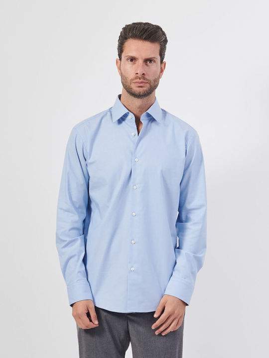 Long-sleeved Cotton Shirt Light Blue