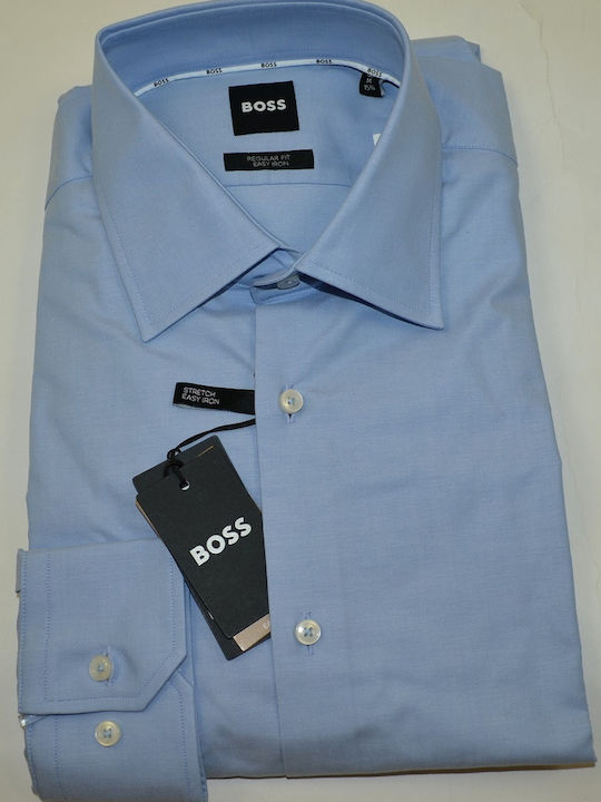 Long-sleeved Cotton Shirt Light Blue