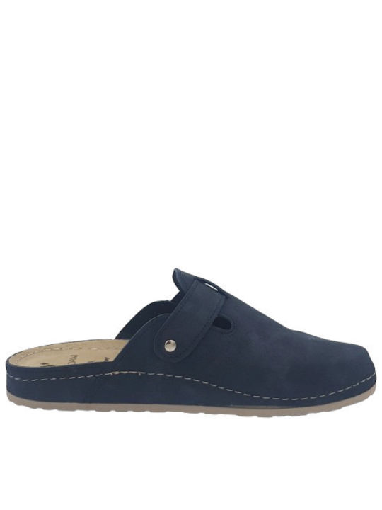 Vesna Men's Leather Slippers Blue