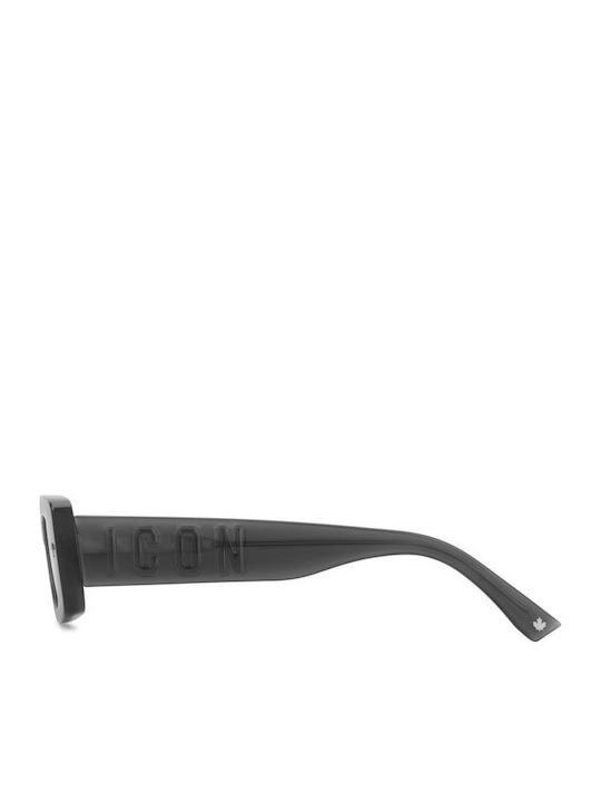 Dsquared2 Icon Unisex Sunglasses with Black Plastic Frame and Black Lens Icon 0020/S KB7/IR