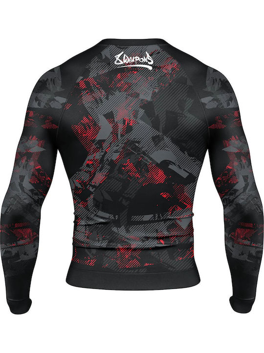 8 Weapons Herren Langärmlig T-Shirt 8300017-1-BKRE für Jiu-Jitsu Schwarz