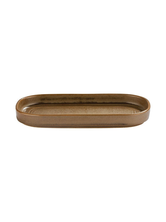 By Bone Serving Platter Oval made of Porcelain Brown 20.5x20.5cm
