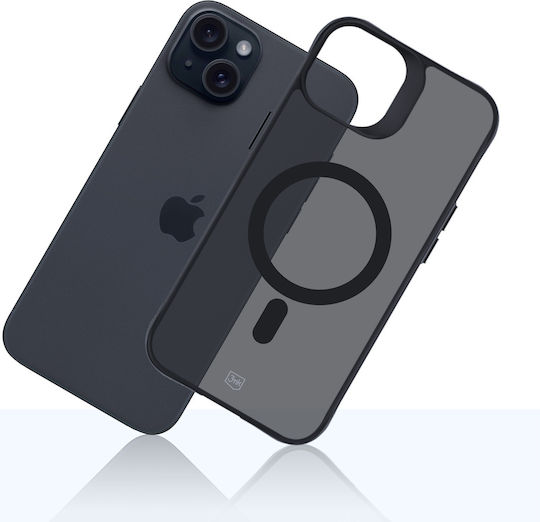 3MK Magcase Back Cover Silicone / Plastic / Tempered Glass 2mm Black (iPhone 15)