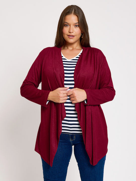 Jucita Long Women's Knitted Cardigan Bordeaux