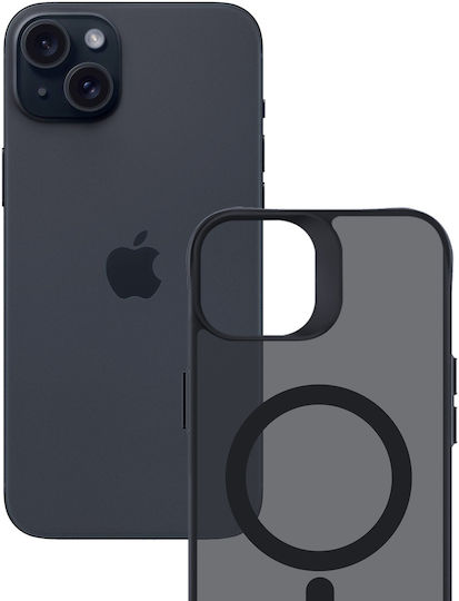 3MK Magcase Back Cover Silicone / Plastic / Tempered Glass 2mm Black (iPhone 15)