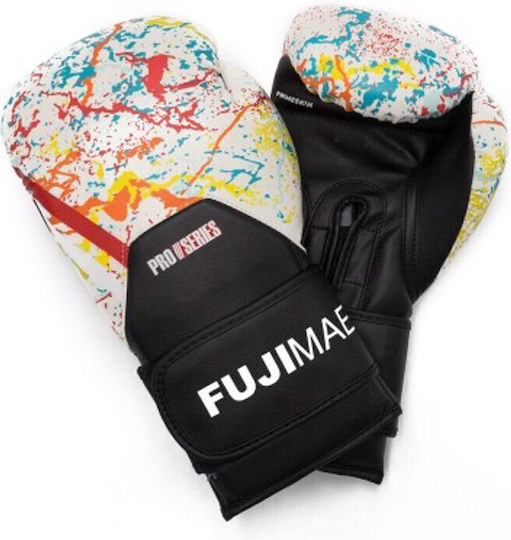 Fujimae Pro Series Boxing Gloves made of Synthetic Leather for Match White