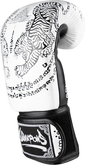 8 Weapons Leather Boxing Competition Gloves White