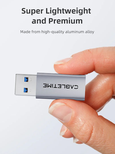 Cabletime Converter USB-A male to USB-C female Gray 1pcs CT-AMCF10-AG