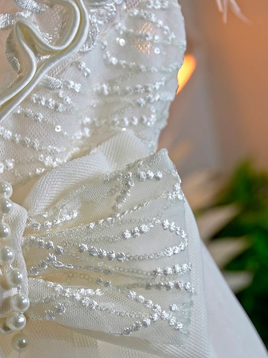 Stova Bambini Alb Rochie de Botez din Tulle