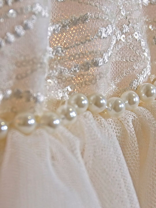 Stova Bambini Alb Rochie de Botez din Tulle