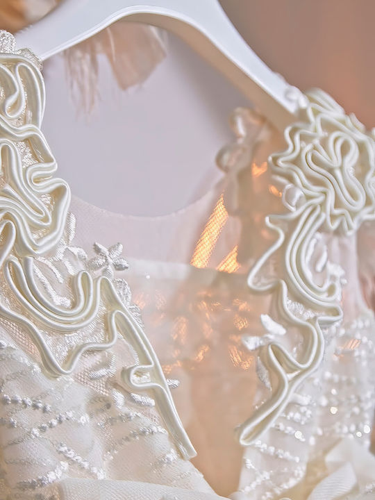 Stova Bambini Alb Rochie de Botez din Tulle