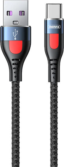 Remax RC-188A Плетен USB 2.0 Кабел USB-C Мъжки - USB-A Черен 1м