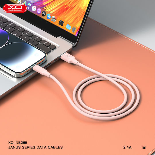 XO USB 2.0 Cable USB-C male - USB-A Pink 1m (XO-NB265-TPK)