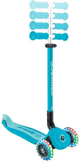 Globber Kids Scooter Foldable Go Up Active Lights 360° 3-Wheel with Seat Aqua