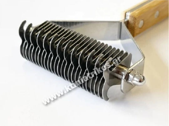 Bamboo Groom Dematting & Undercoat Rake with 17 Stainless Steel Blades