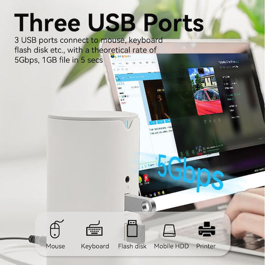 Vention Docking Station USB-C Docking Station με HDMI 4K PD Ethernet και σύνδεση 2 Οθονών Λευκό