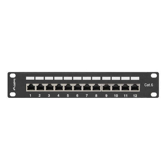 Lanberg Panou Patch Ecranat pentru Rack 1U 10" 12 Porturi Negru