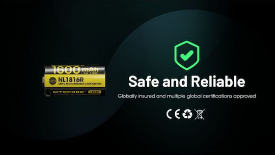NiteCore Wiederaufladbare Batterie 18350 Li-Ion 1600mAh 1Stück