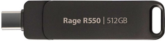 Patriot Rage R550 512GB USB 2.0 Stick με σύνδεση USB-A & USB-C Μαύρο
