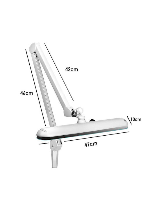 801-TL LED Schreibtischlampe mit klappbarem Arm und Clip in Weiß Farbe