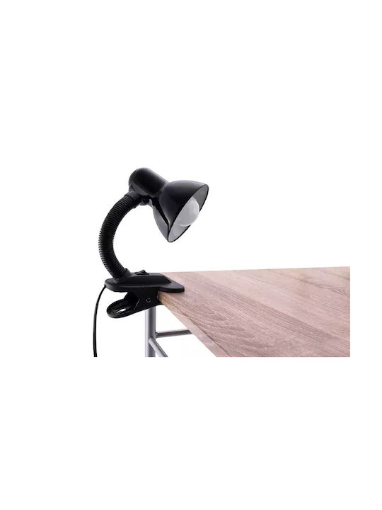 General Trade Office Lamp with Flexible Arm for Socket E27 and Clip in Black Color