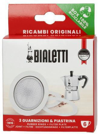 Bialetti 800004 Coffee Maker Replacement Filter & 3 Flanges for Moka 6 Servings