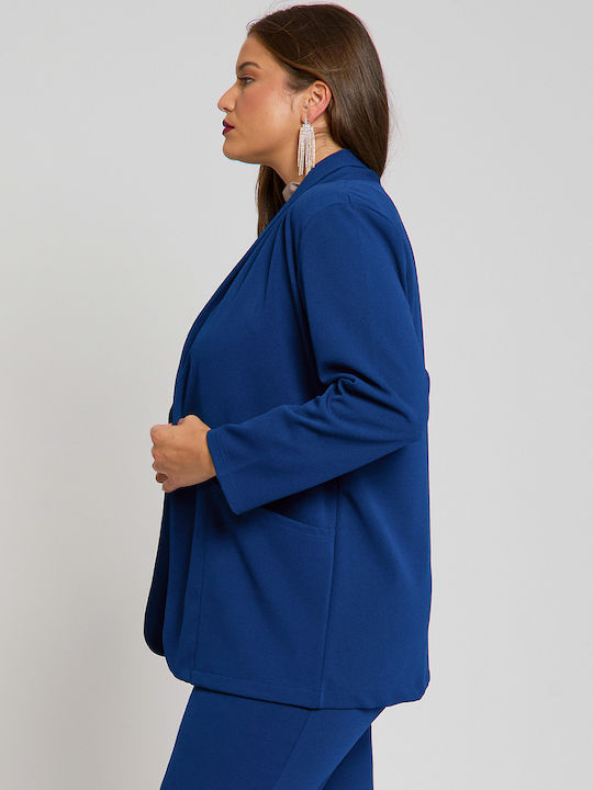 Jucita Long Women's Crepe Blazer Blue