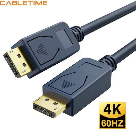 Cabletime Cable DisplayPort male - DisplayPort male 0.5m Μπλε