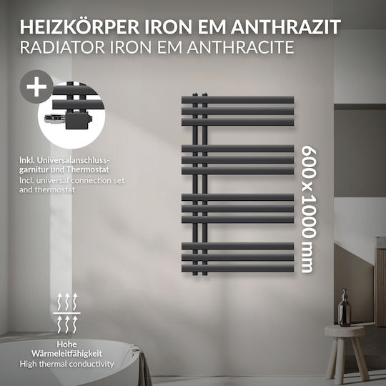 LuxeBath Towel Rail Bathroom 1000x600 Gray