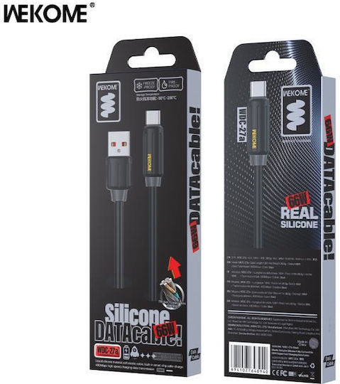 WK USB 2.0 Cable USB-C male - USB-A 66W PD Μαύρο 1m 250835