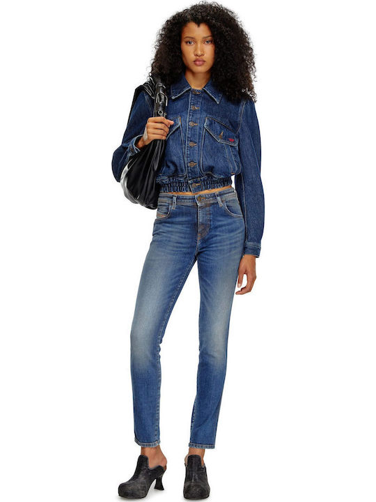2015 Babhila Women's Fabric Trousers Skinny Fit Blue