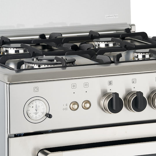 La Germania RI6 4C 81T C X GPL Aragaz cu Gaz Lichefiat 65lt cu Plite pe Gaz Lichefiat L60cm. Inox