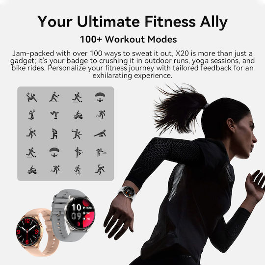 BlackView X20 45mm Smartwatch με Παλμογράφο (Μαύρο)