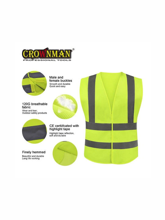 Crownman Arbeitsweste Wasserdicht mit reflektierenden Bändern Gelb