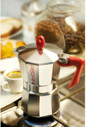 Pedrini Kaffettiera Stovetop Espresso Pots 9 Cups Silver
