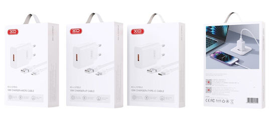 XO Charger with USB-A Port and Cable micro USB 18W Whites (L127)