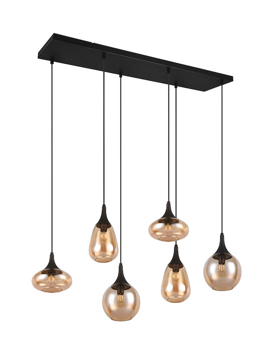 Trio Lighting Lumina Pendant Light Honey Rail for 6 Bulbs E14, E.14 93x34x150cm