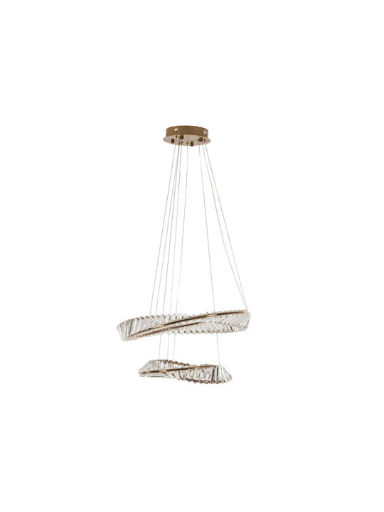 Artekko Pendant Light Gold LED with Warm White Light with Crystals 82cm