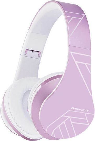 PowerLocus P2 Kids Ασύρματα / Ενσύρματα Παιδικά Over Ear Ακουστικά με Ραδιόφωνο με 20 ώρες Λειτουργίας Pink-White