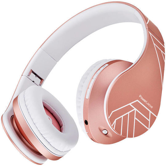 PowerLocus P2 Kids Ασύρματα / Ενσύρματα Παιδικά Over Ear Ακουστικά με Ραδιόφωνο με 20 ώρες Λειτουργίας Rose Gold