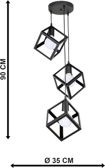 ARlight PDT 1249-3 ΒΚ Hängelampe Schwarz mit Fassung E27 35x95cm.