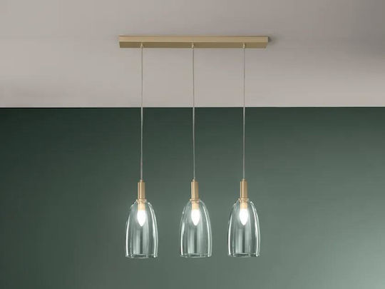 Fan Europe I-Brandy-S3 Κρεμαστό Φωτιστικό Χρυσό Ράγα με Ντουί E14 72x14x150εκ.