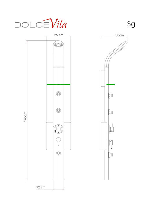 Dolce Vita Shower Column with Mixer Silver