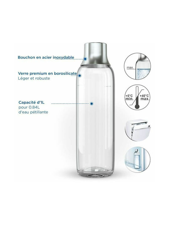 Brita Sodatrio Бутилка за Вода Стъклена с Винтов Капак Прозрачна 1000ml
