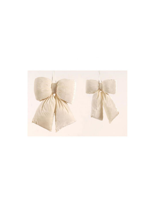 Atmosphera Christmas Fabric Figure Bow White Height 36cm