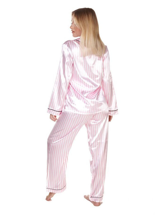 Comfort Winter Women's Pyjama Set Satin Pink