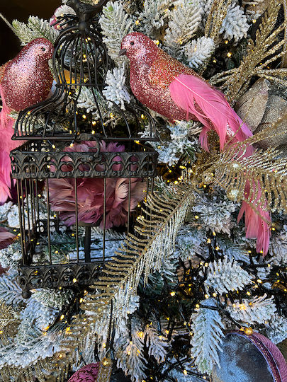 XMASfest Weihnachtliche Stoff Figur Kleiner Vogel Rosa Höhe 32cm 6Stück