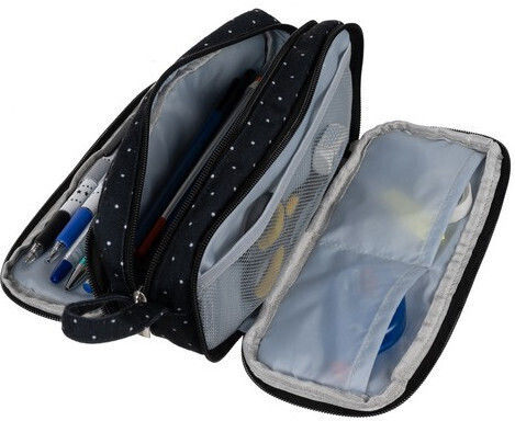 Manta Pencil Case with 3 Compartments Black